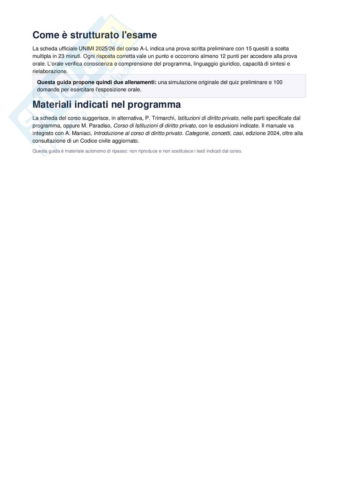 Istituzioni di diritto privato - Domande + Quiz 2025/2026 Pag. 2