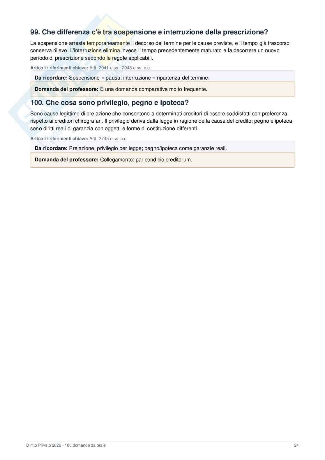 Istituzioni di diritto privato - Domande + Quiz 2025/2026 Pag. 26