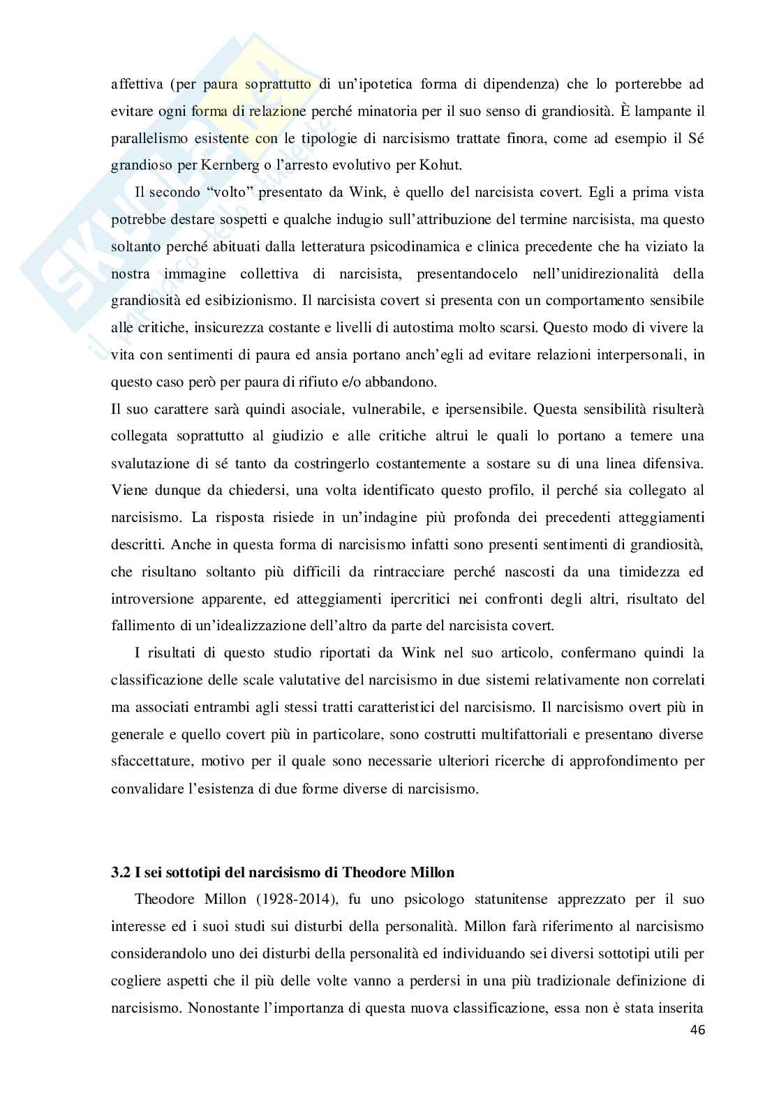 Diversi volti di Narciso, teorie a confronto sul narcisismo Pag. 46