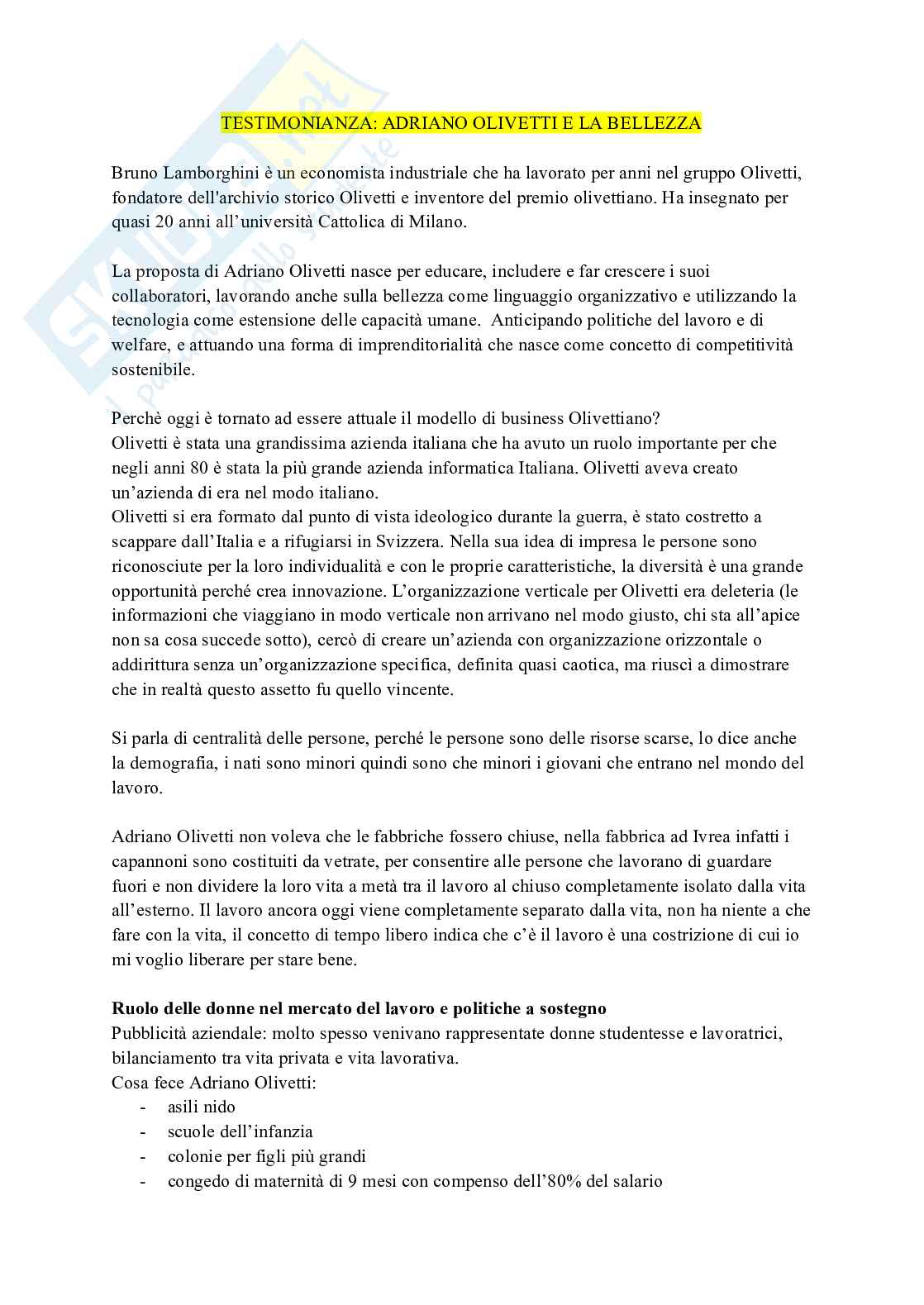 Appunti di Economia e politica dell'innovazione sulle testimonianze  Pag. 1