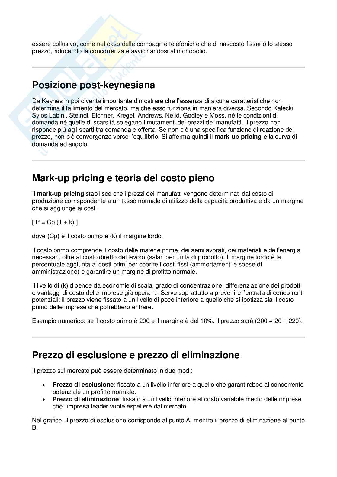 Riassunto esame Economia politica, Prof. Perone Simona, libro consigliato Economia, Begg Pag. 11