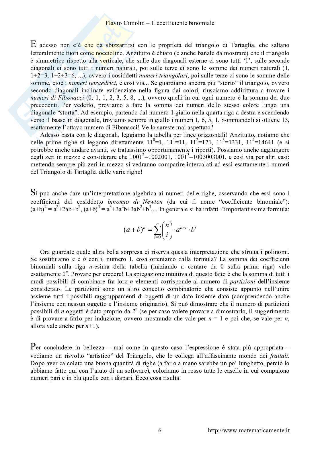 Il coefficiente binomiale Pag. 6