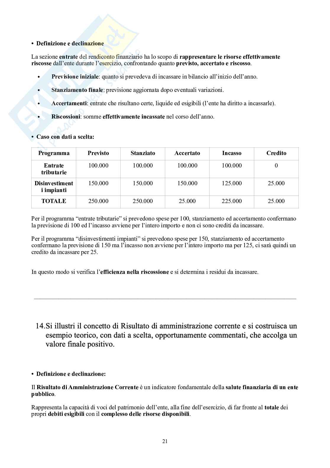Ragioneria pubblica – Parte 1 – Domande d'esame della parte esercitativa svolte Pag. 21