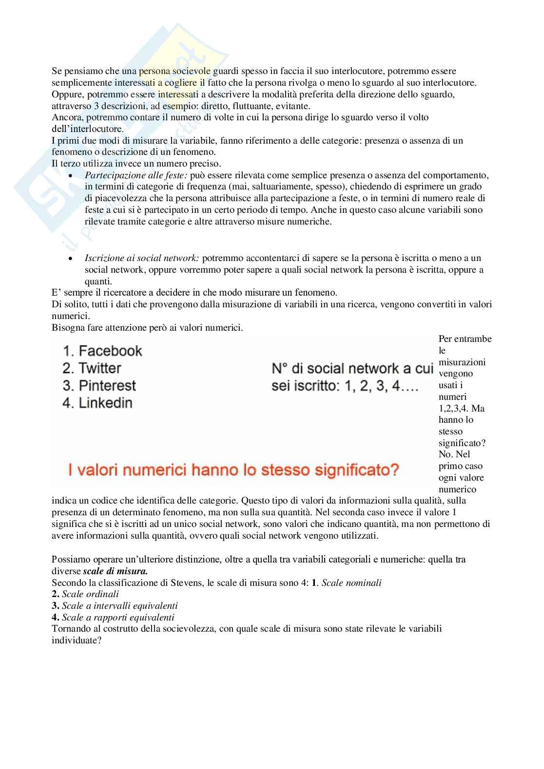 Metodologia della ricerca psicologica 1 con laboratorio, prof. Cipresso Pag. 11
