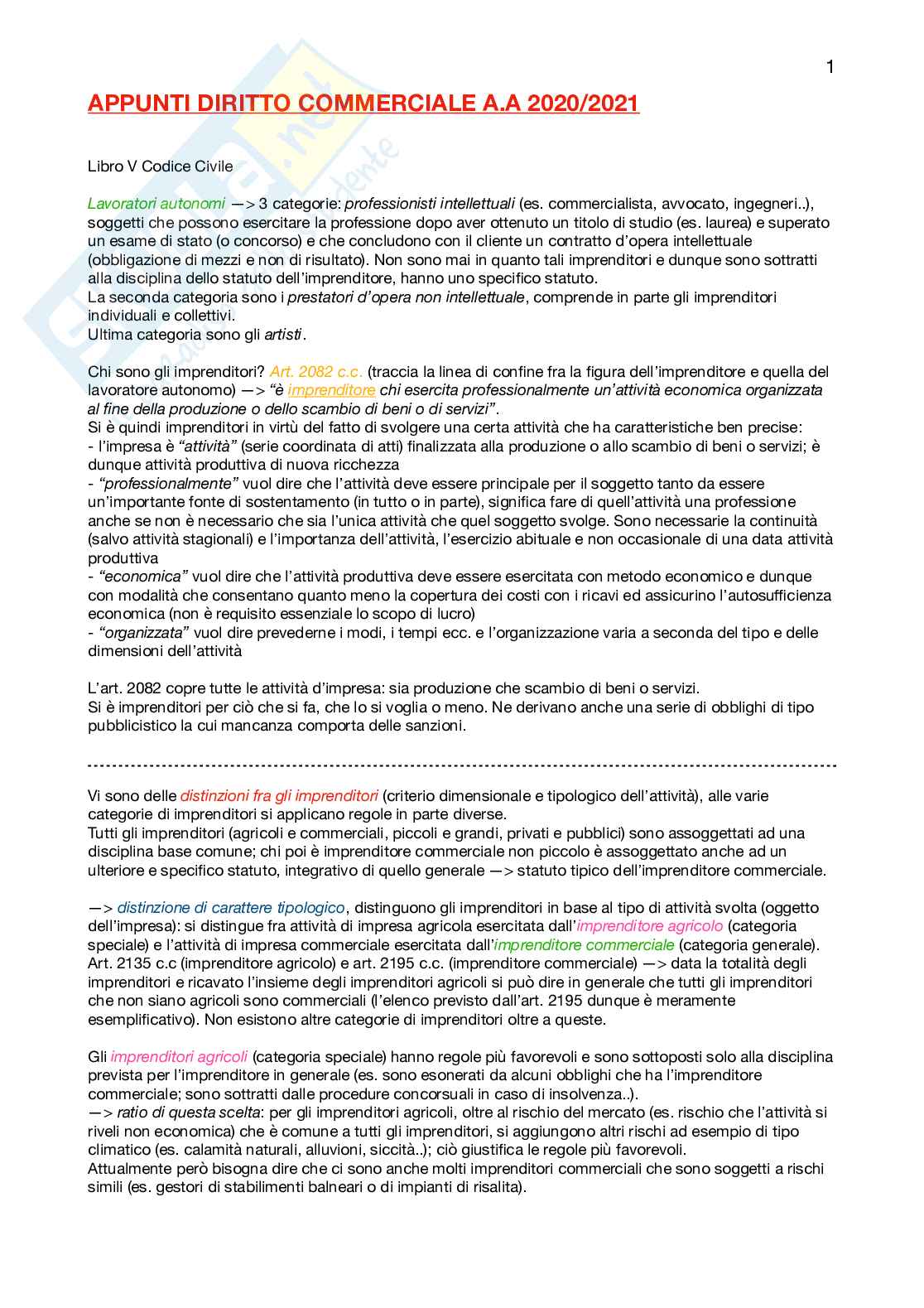 Appunti Diritto commerciale Pag. 1