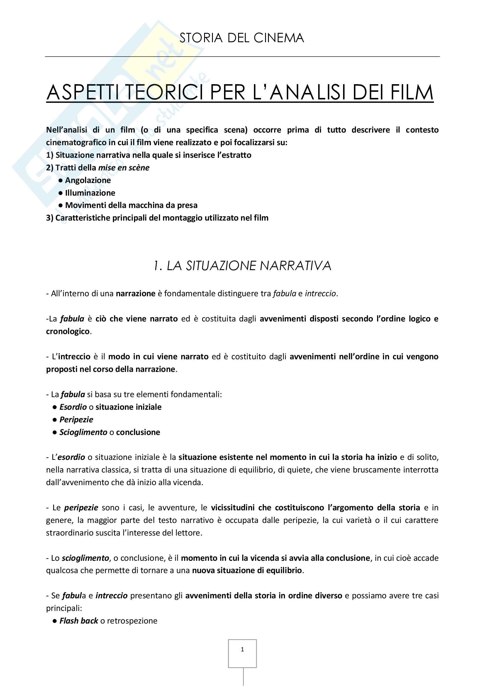 Storia del cinema - Appunti e schede dei film in programma Pag. 1
