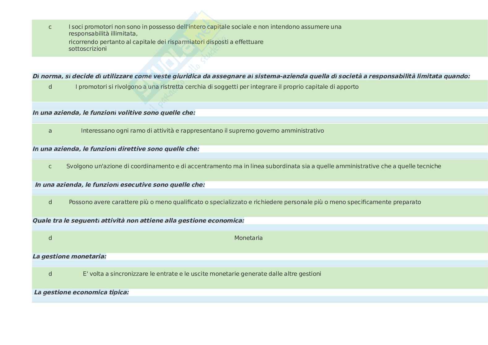 Paniere Economia aziendale, Prove d'esame di Economia aziendale Pag. 6