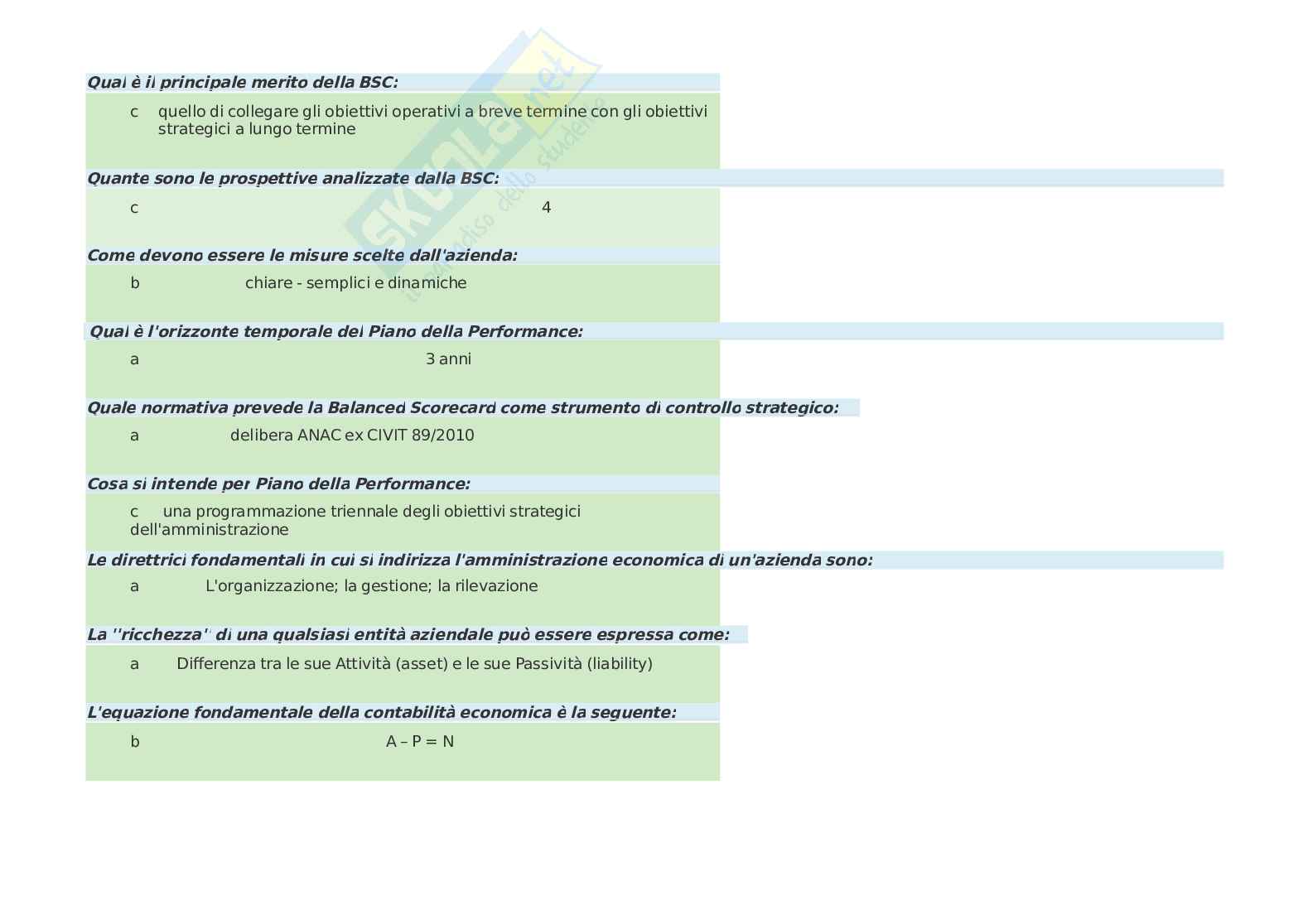 Paniere Economia aziendale, Prove d'esame di Economia aziendale Pag. 76
