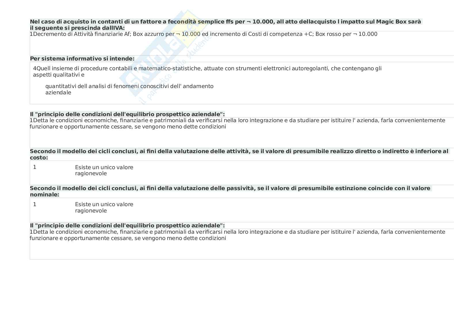 Paniere Economia aziendale, Prove d'esame di Economia aziendale Pag. 91