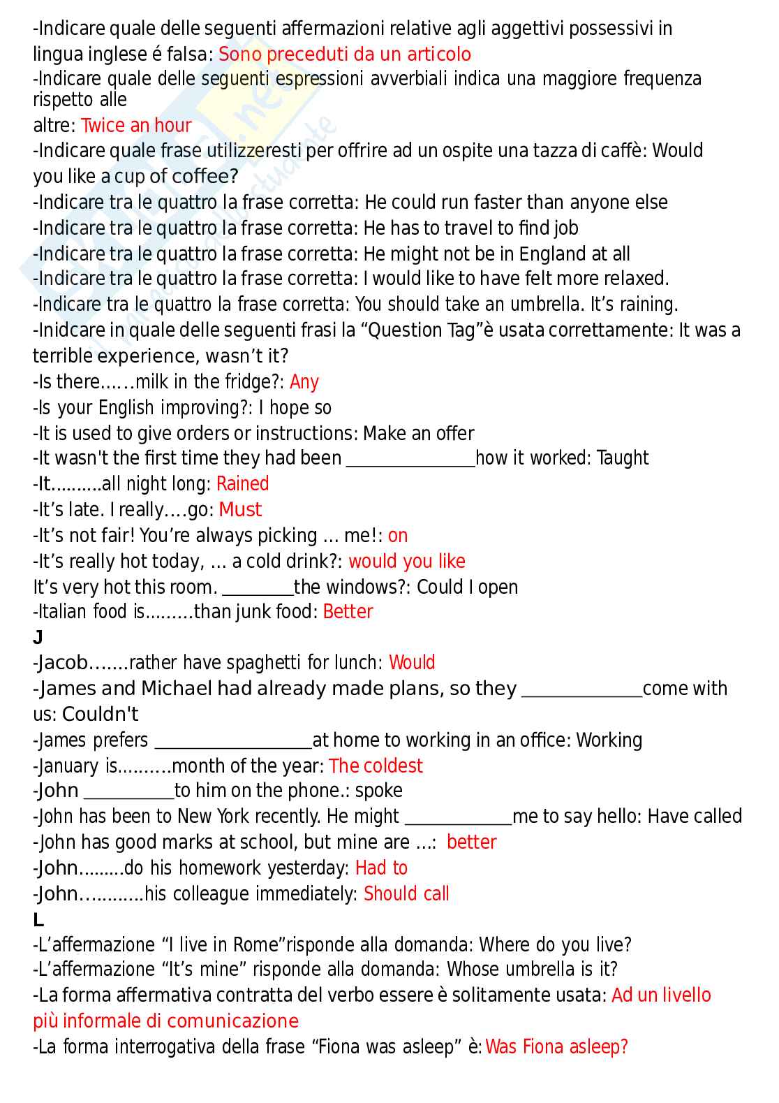 Paniere Lingua inglese, aggiornato e completo. In ordine Pag. 16