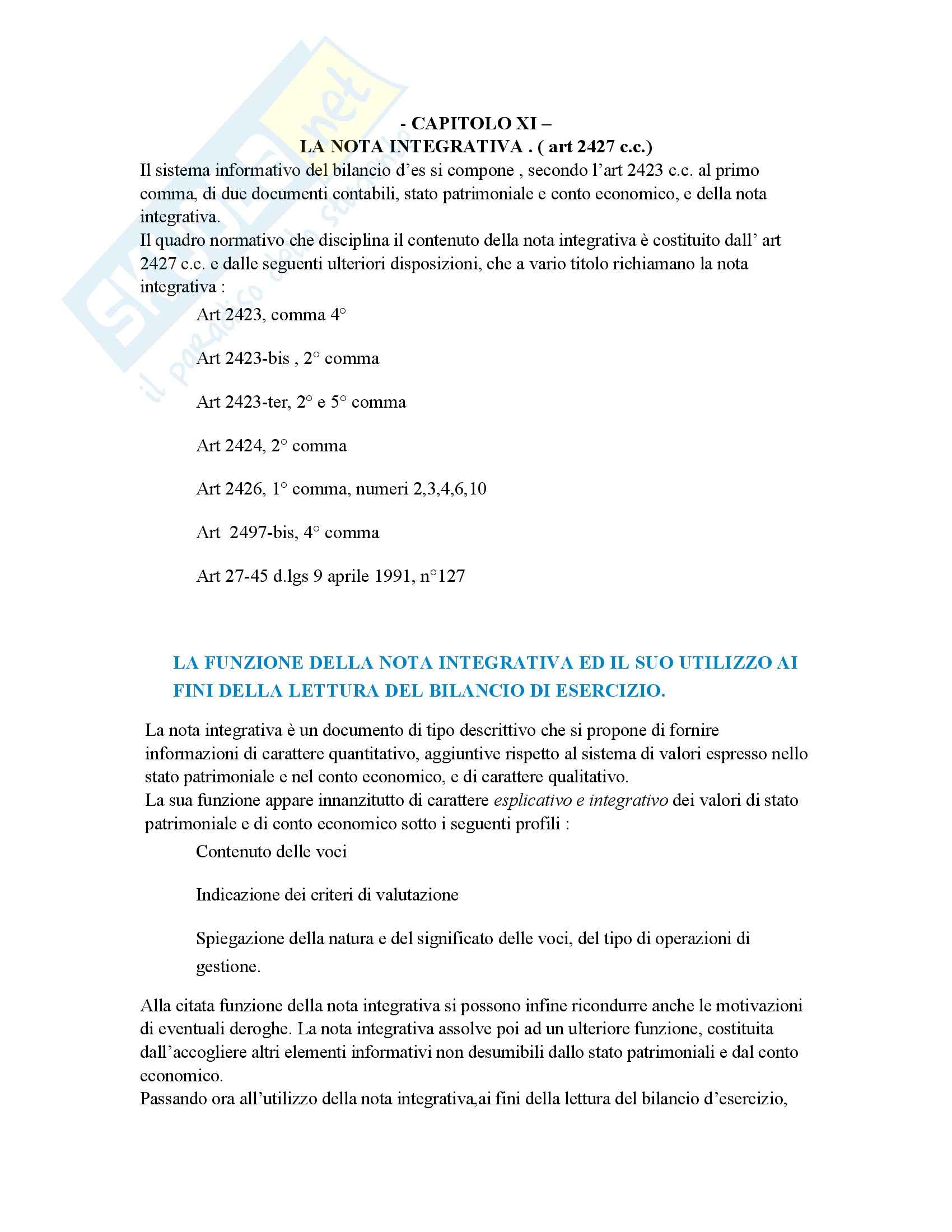 Metodologie -  la nota integrativa - Appunti Pag. 1
