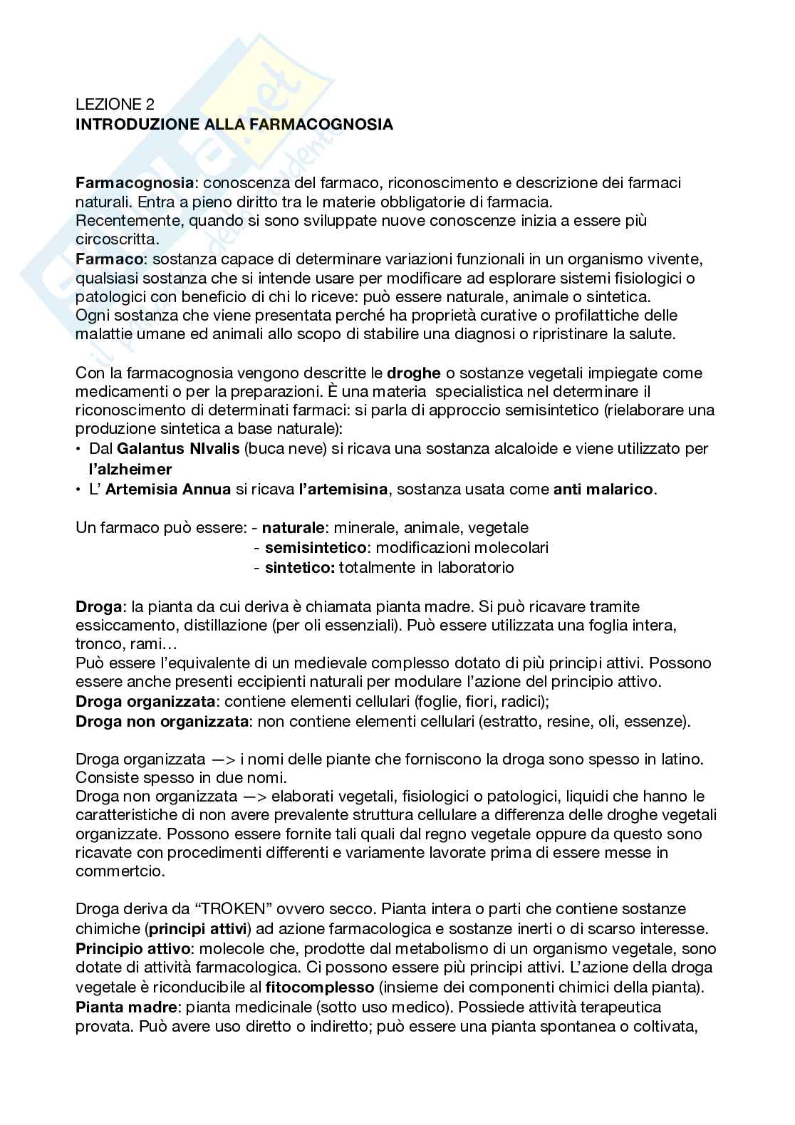 Appunti  di Farmacognosia e fitoterapia   Pag. 2