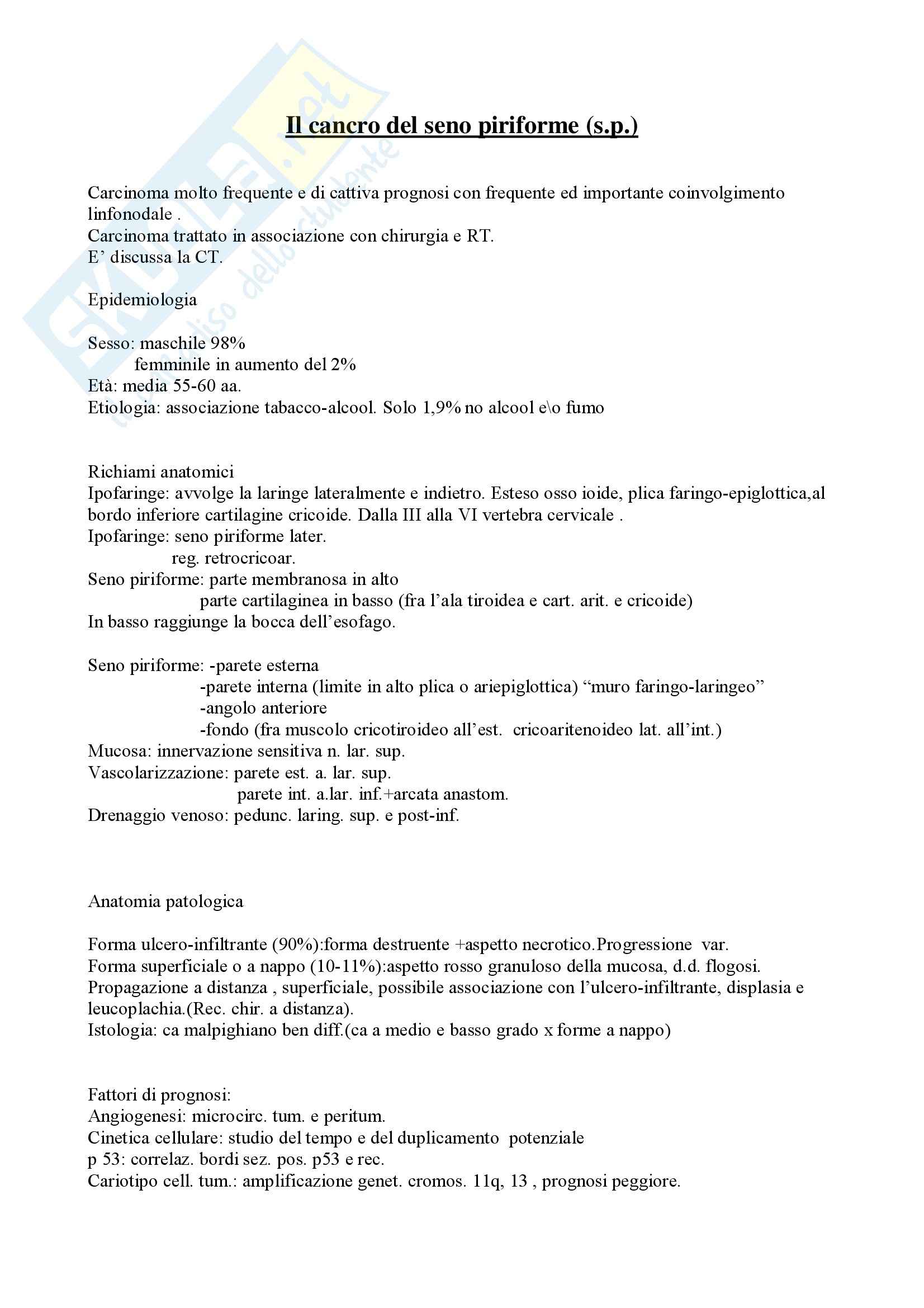 Seno piriforme - Cancro Pag. 1