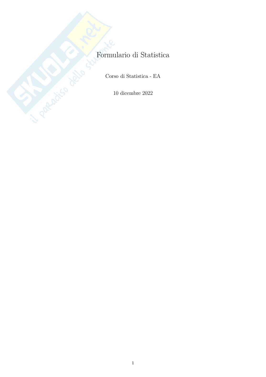 Formulario finale Statistica Pag. 1