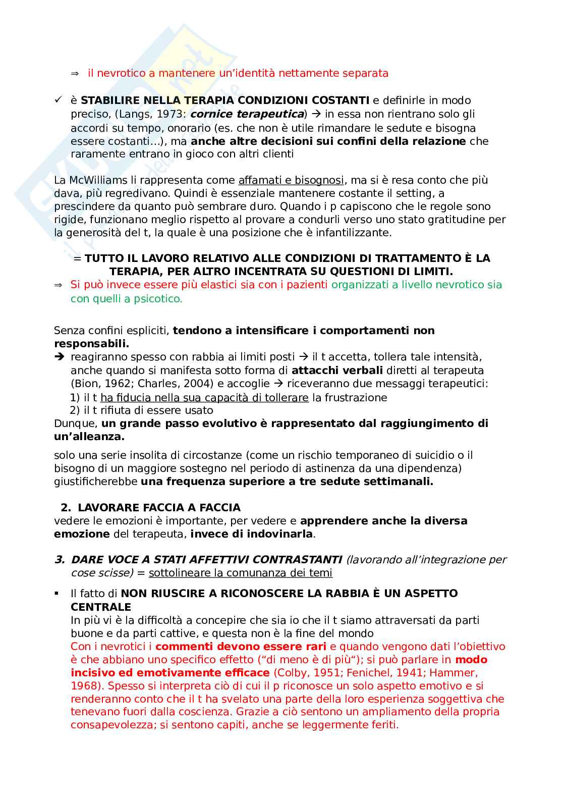 Riassunto per l'esame di Psicopatologia, libro consigliato La diagnosi psicoanlitica, McWilliams Pag. 36