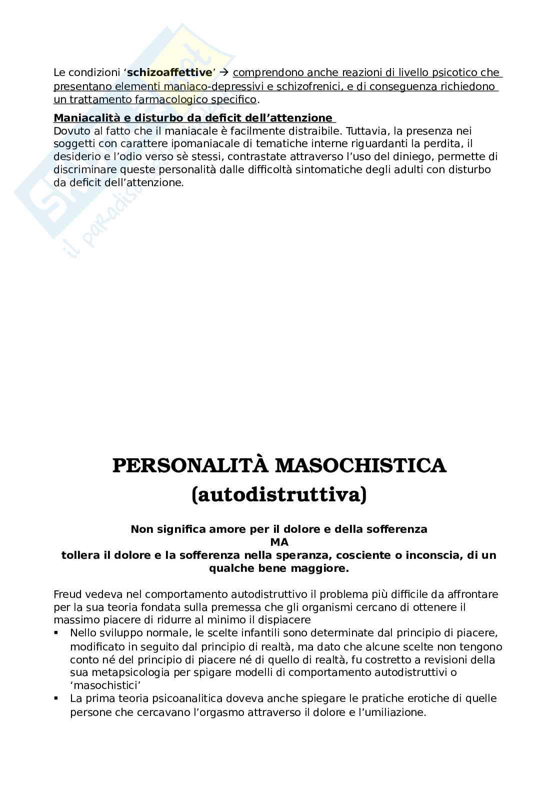 Riassunto per l'esame di Psicopatologia, libro consigliato La diagnosi psicoanlitica, McWilliams Pag. 71