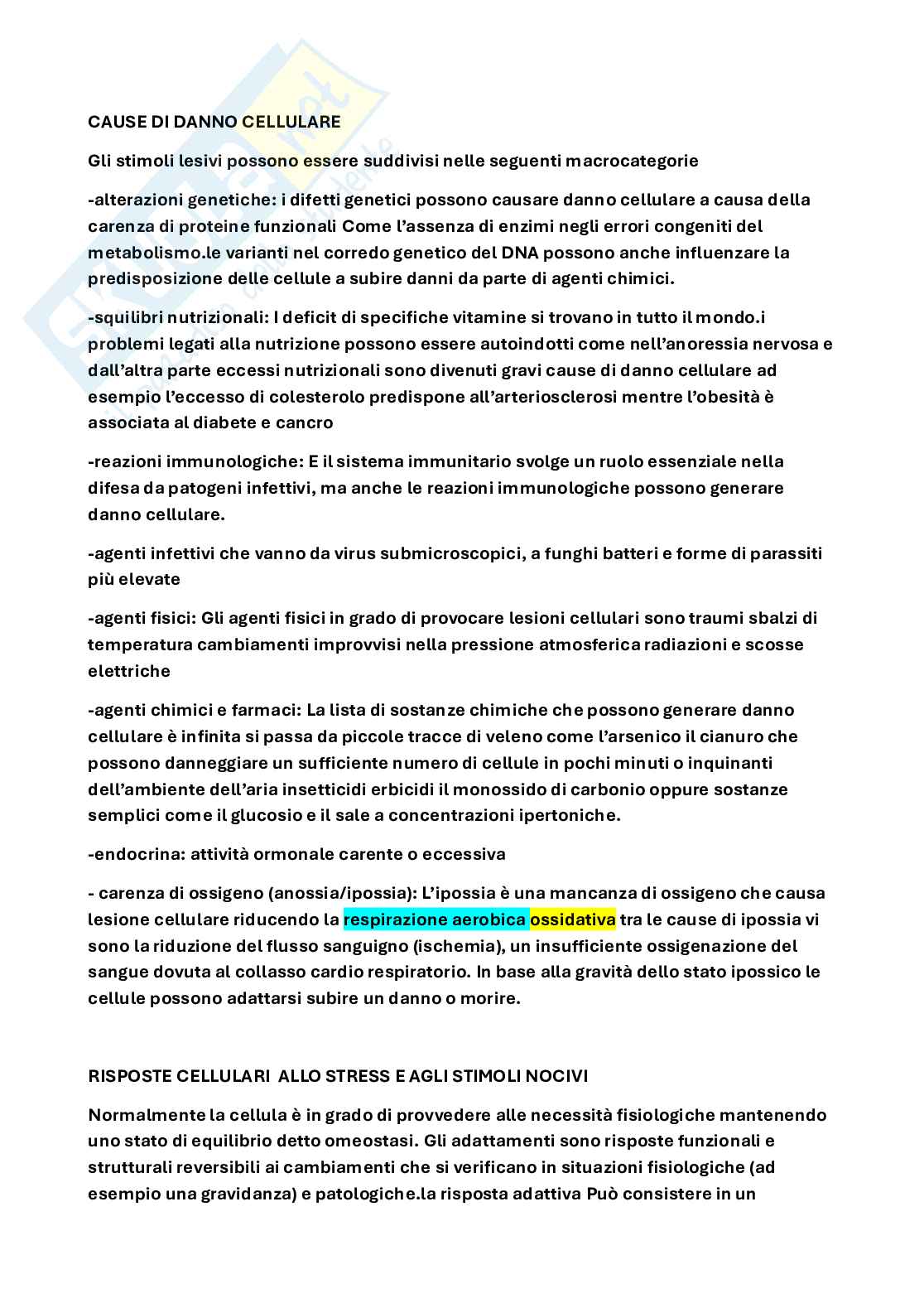 Appunti parziali Patologia cellulare Pag. 1