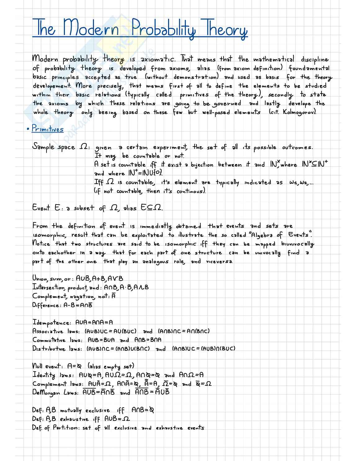 Matheatical Methods, Appunti - random variables Pag. 1