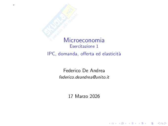 Esercitazione di Microeconomia Pag. 1