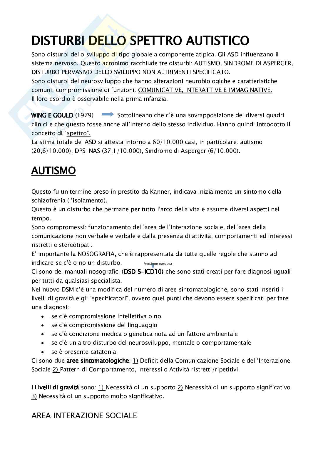 Disturbi dello spettro autistico