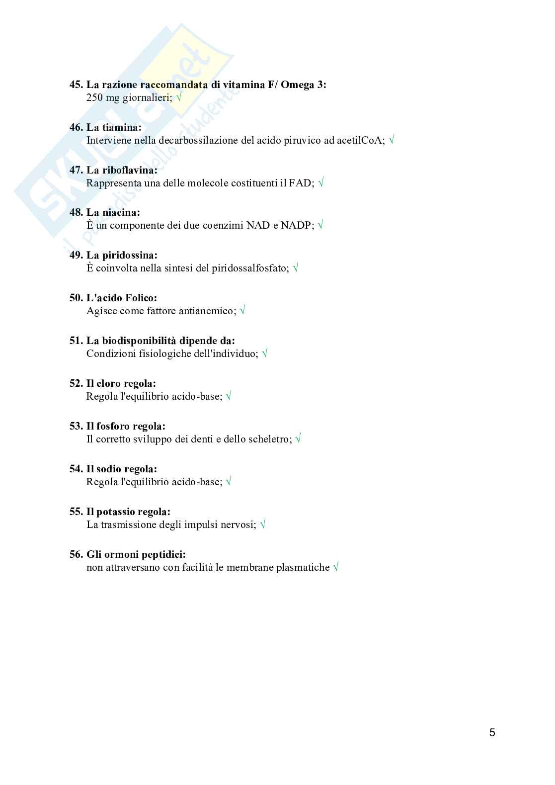 Nutrizione a livello metabolico: strutture biochimiche reazione e regolazione - Tutte domande di esame 2026 Pag. 6