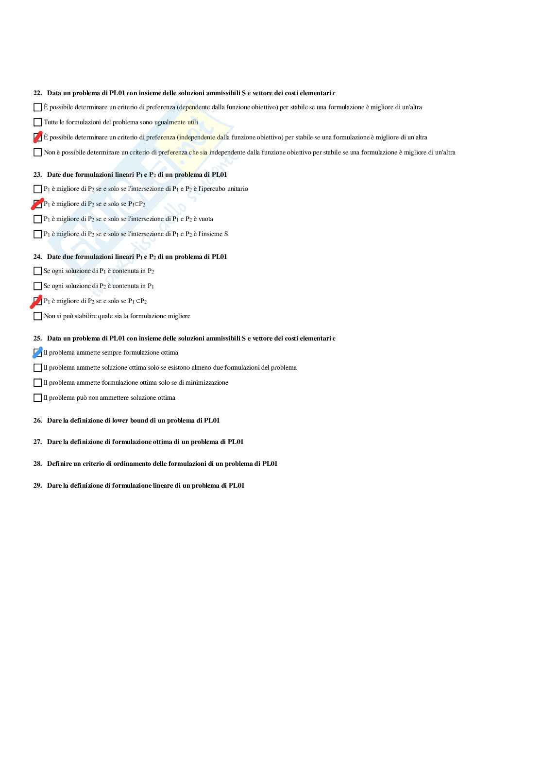 Paniere con risposte chiuse - Ricerca operativa 2 (2023/2024) Pag. 36