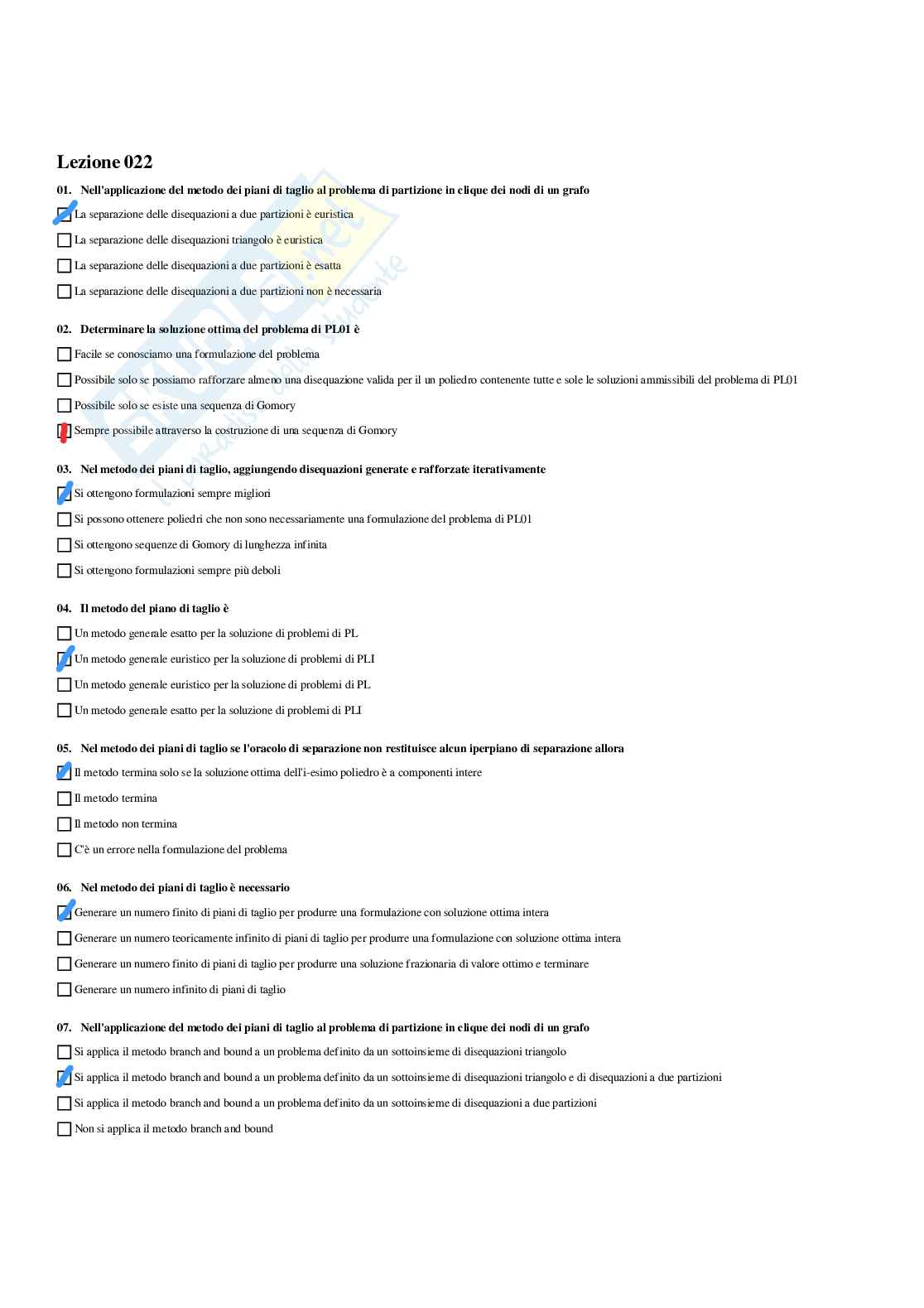 Paniere con risposte chiuse - Ricerca operativa 2 (2023/2024) Pag. 56