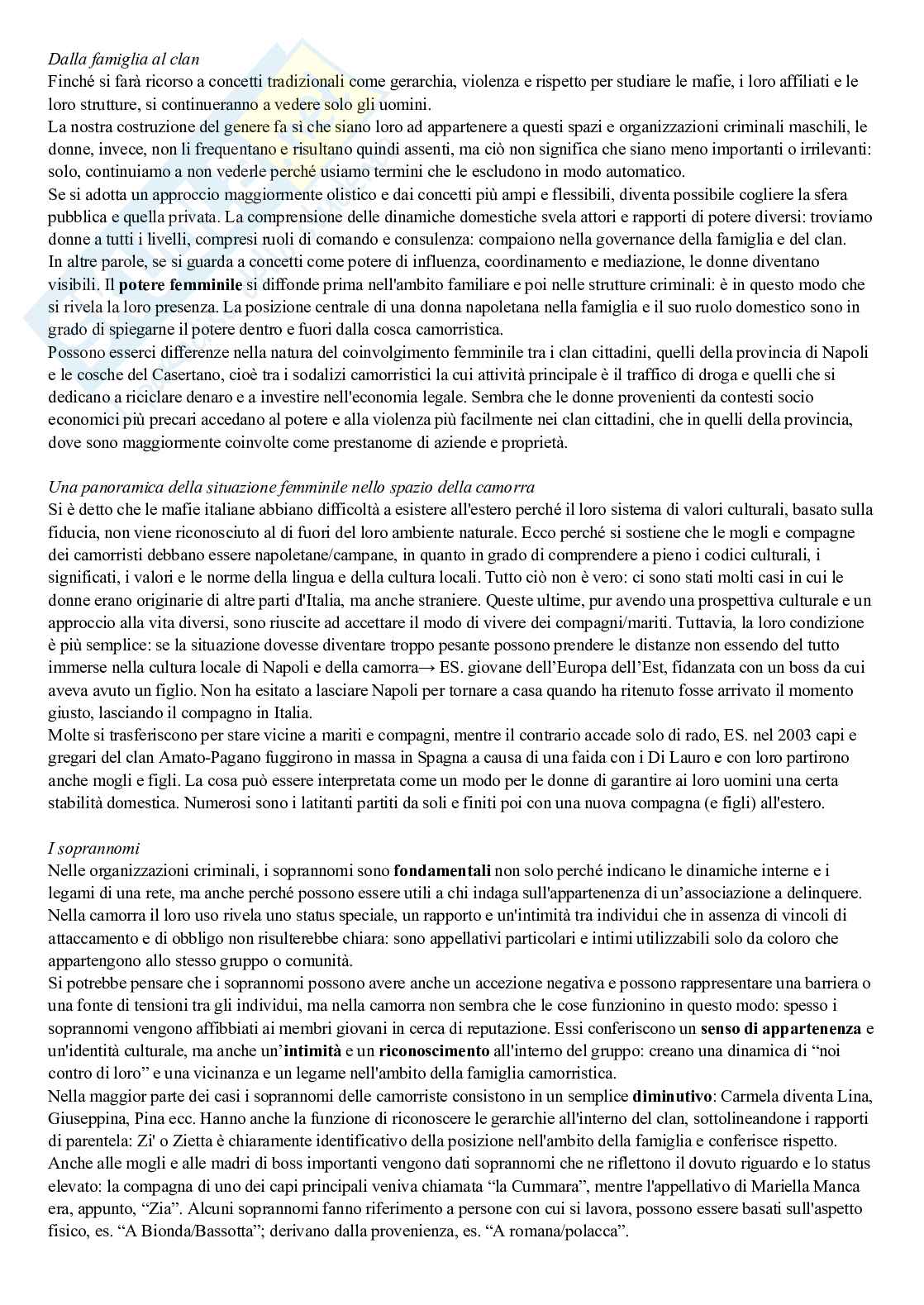 Riassunto esame Processi di regolazione e reti criminali, Prof. Sciarrone Rocco, libro consigliato Donne di camorra. Il volto nascosto del potere criminale, Allum Pag. 11