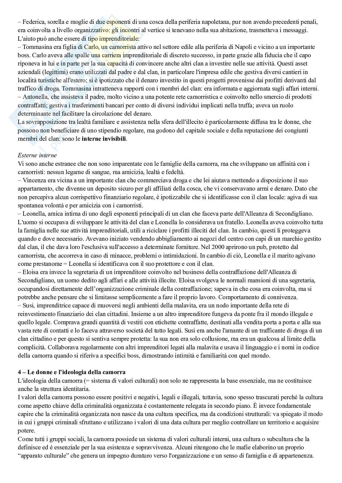 Riassunto esame Processi di regolazione e reti criminali, Prof. Sciarrone Rocco, libro consigliato Donne di camorra. Il volto nascosto del potere criminale, Allum Pag. 16