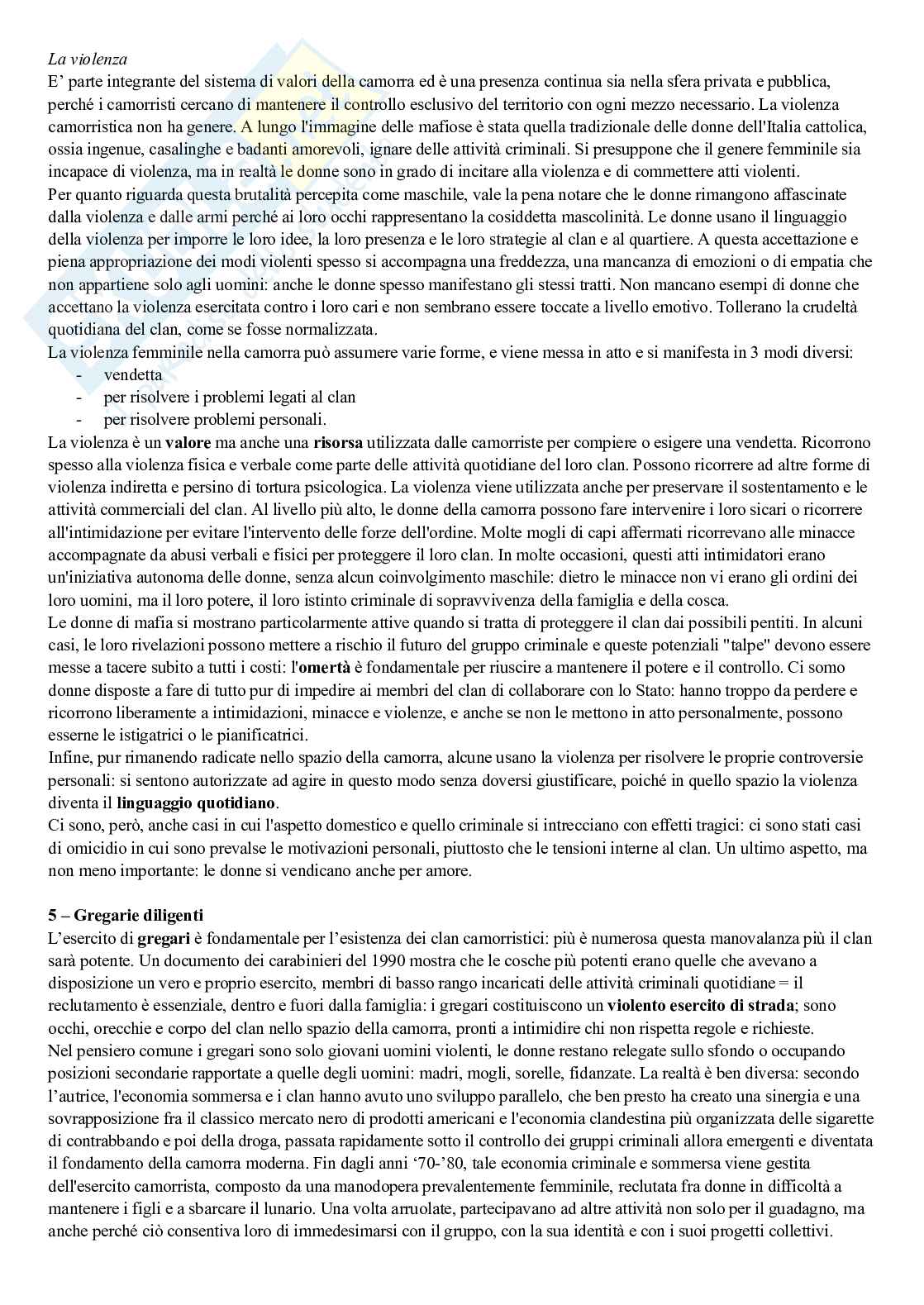 Riassunto esame Processi di regolazione e reti criminali, Prof. Sciarrone Rocco, libro consigliato Donne di camorra. Il volto nascosto del potere criminale, Allum Pag. 21