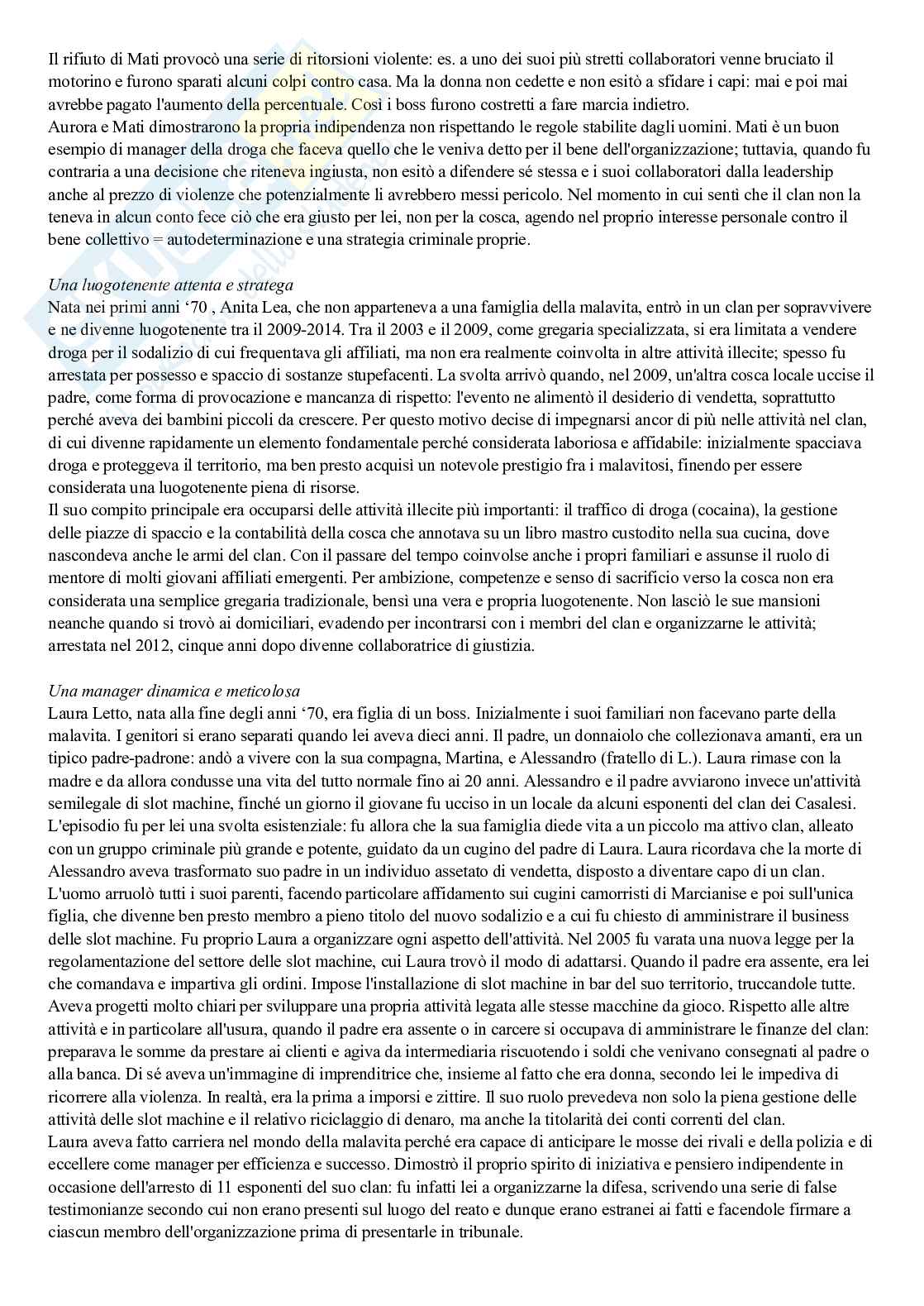 Riassunto esame Processi di regolazione e reti criminali, Prof. Sciarrone Rocco, libro consigliato Donne di camorra. Il volto nascosto del potere criminale, Allum Pag. 26