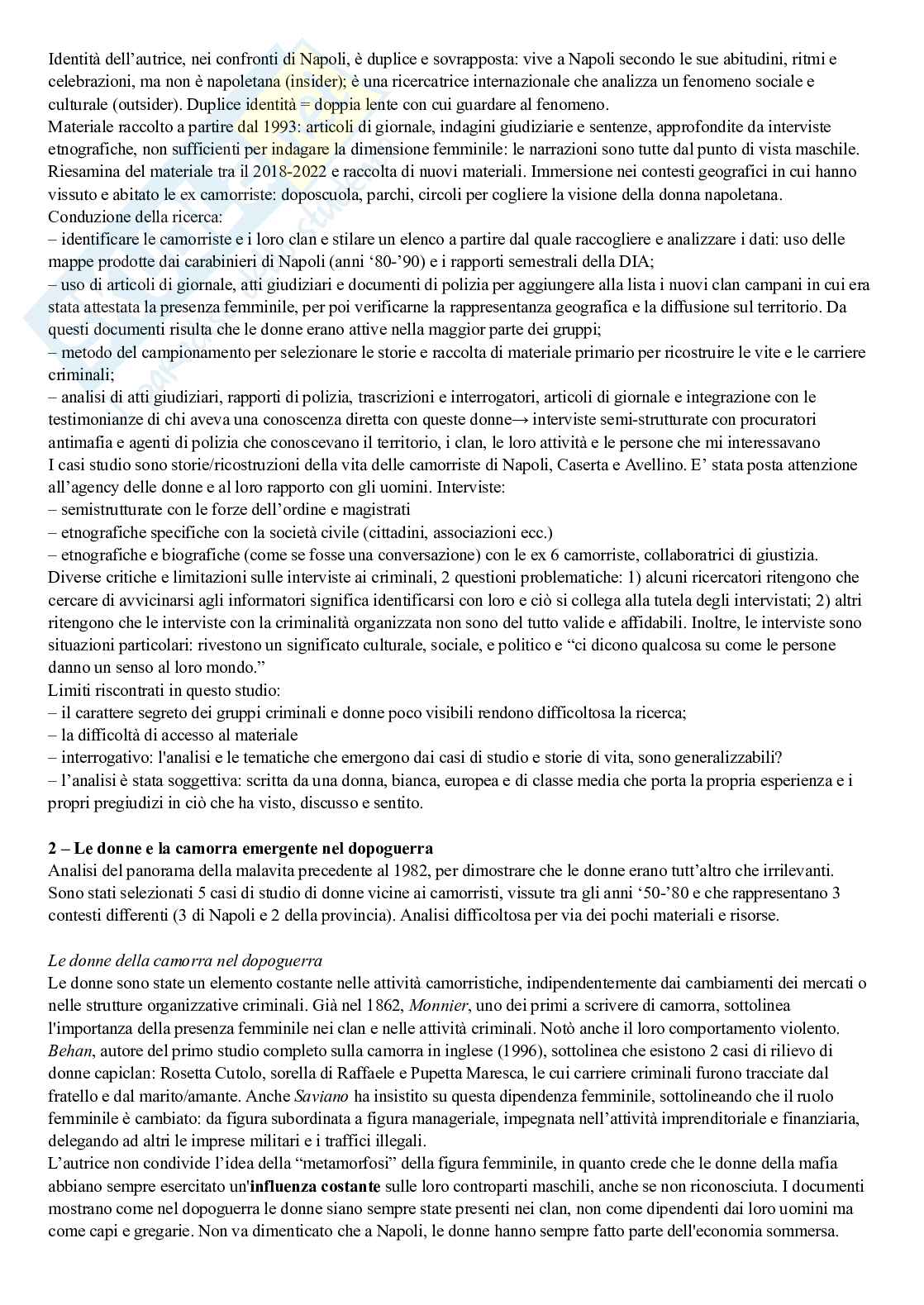 Riassunto esame Processi di regolazione e reti criminali, Prof. Sciarrone Rocco, libro consigliato Donne di camorra. Il volto nascosto del potere criminale, Allum Pag. 6