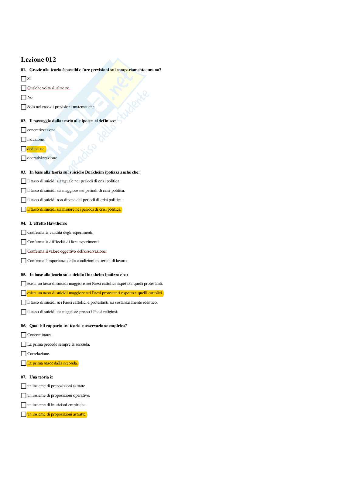 Paniere Metodologia della ricerca sociale - Risposte multiple - aggiornato (2026) Pag. 21
