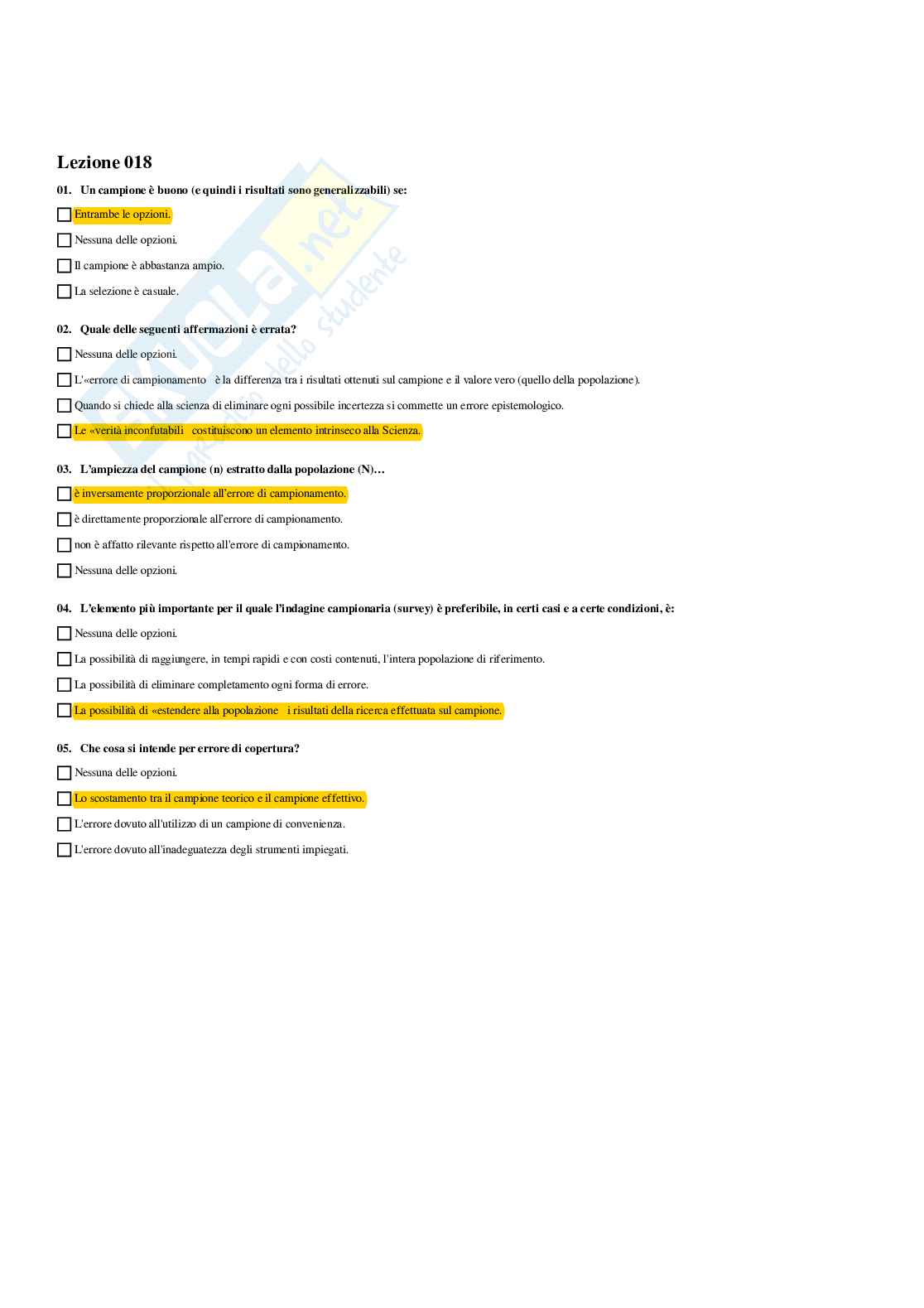 Paniere Metodologia della ricerca sociale - Risposte multiple - aggiornato (2026) Pag. 26