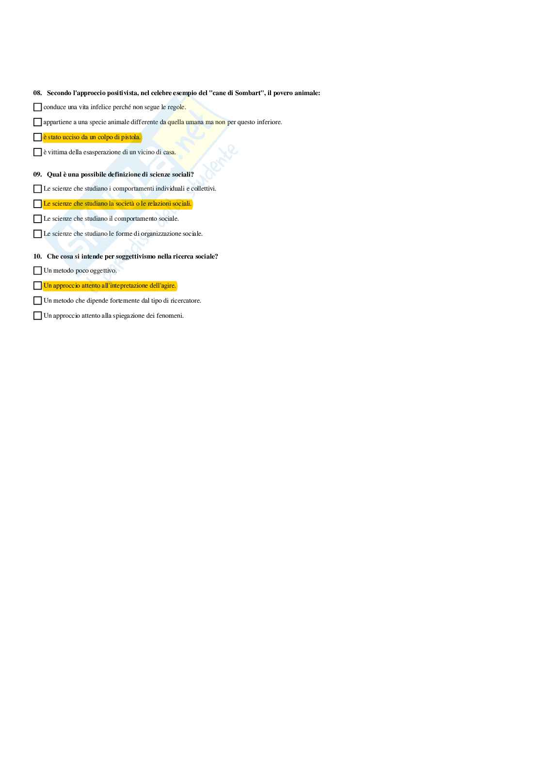 Paniere Metodologia della ricerca sociale - Risposte multiple - aggiornato (2026) Pag. 6