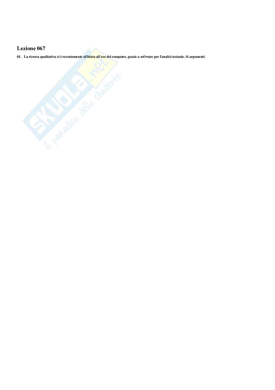 Paniere Metodologia della ricerca sociale - Risposte multiple - aggiornato (2026) Pag. 61