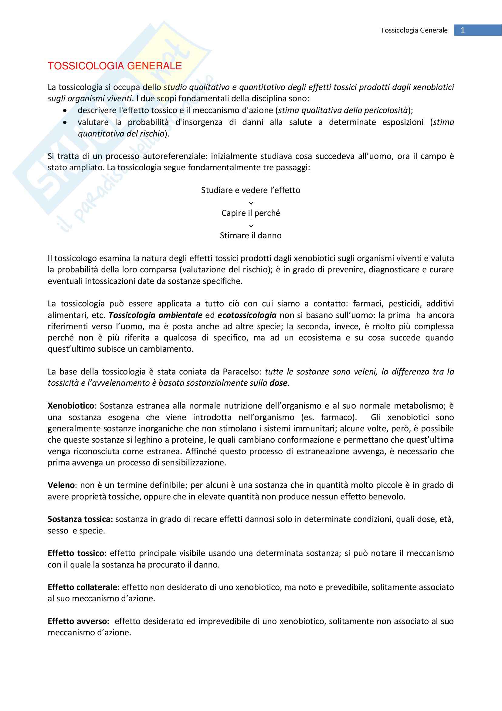 Lezioni, Tossicologia Pag. 1