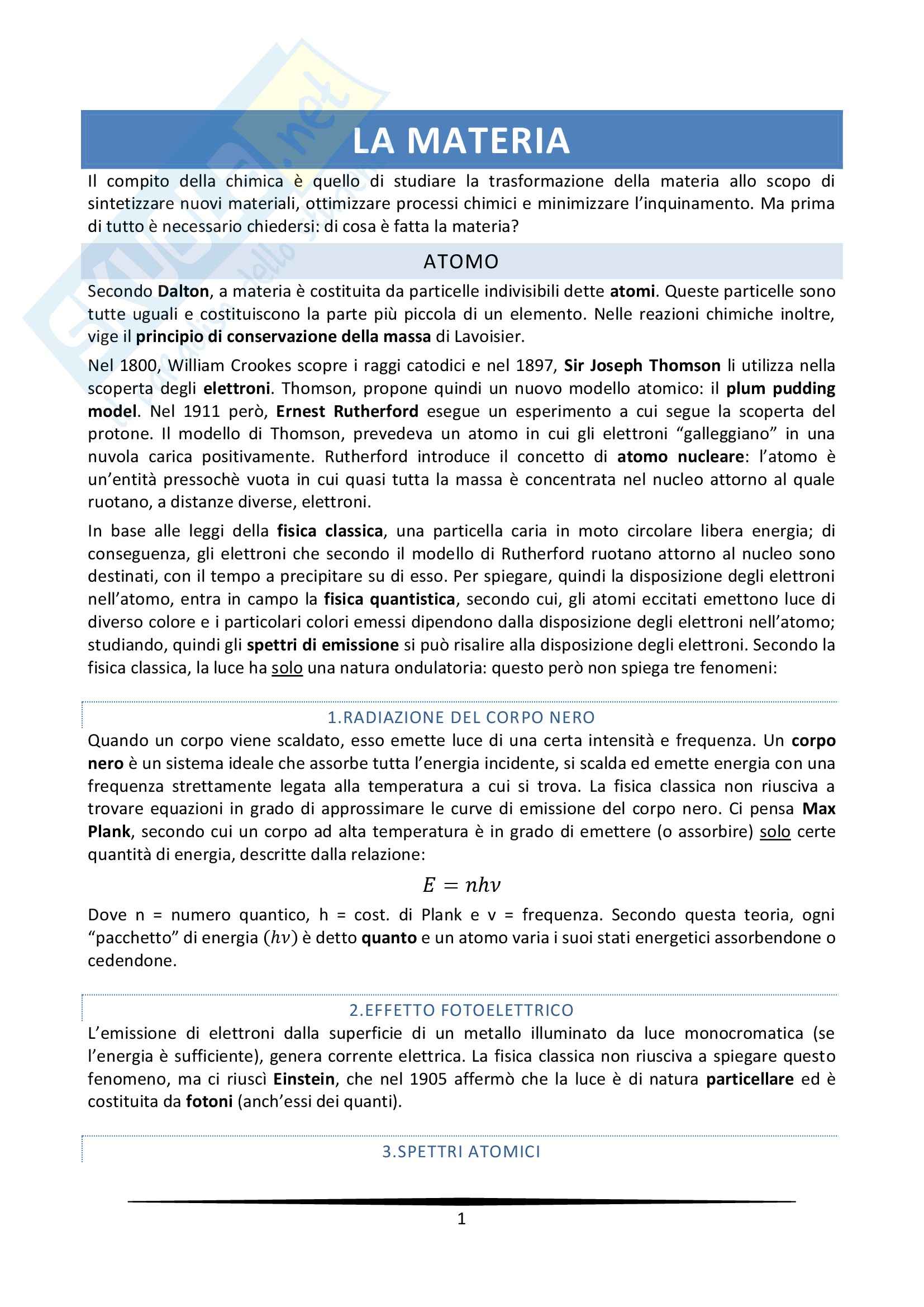 Riassunto esame Chimica, prof. Gambarotti Pag. 1