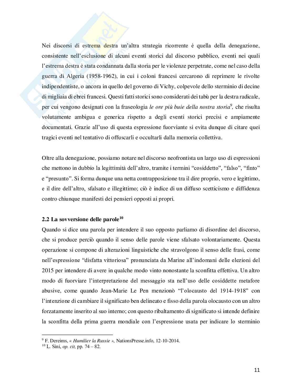 Comunicazione politica di Marine Le Pen Pag. 11