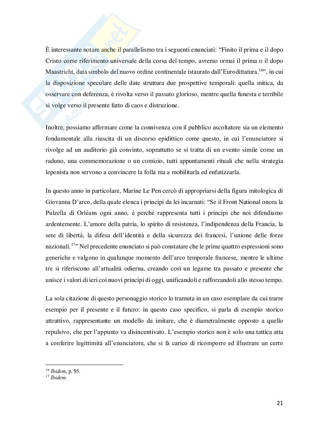 Comunicazione politica di Marine Le Pen Pag. 21