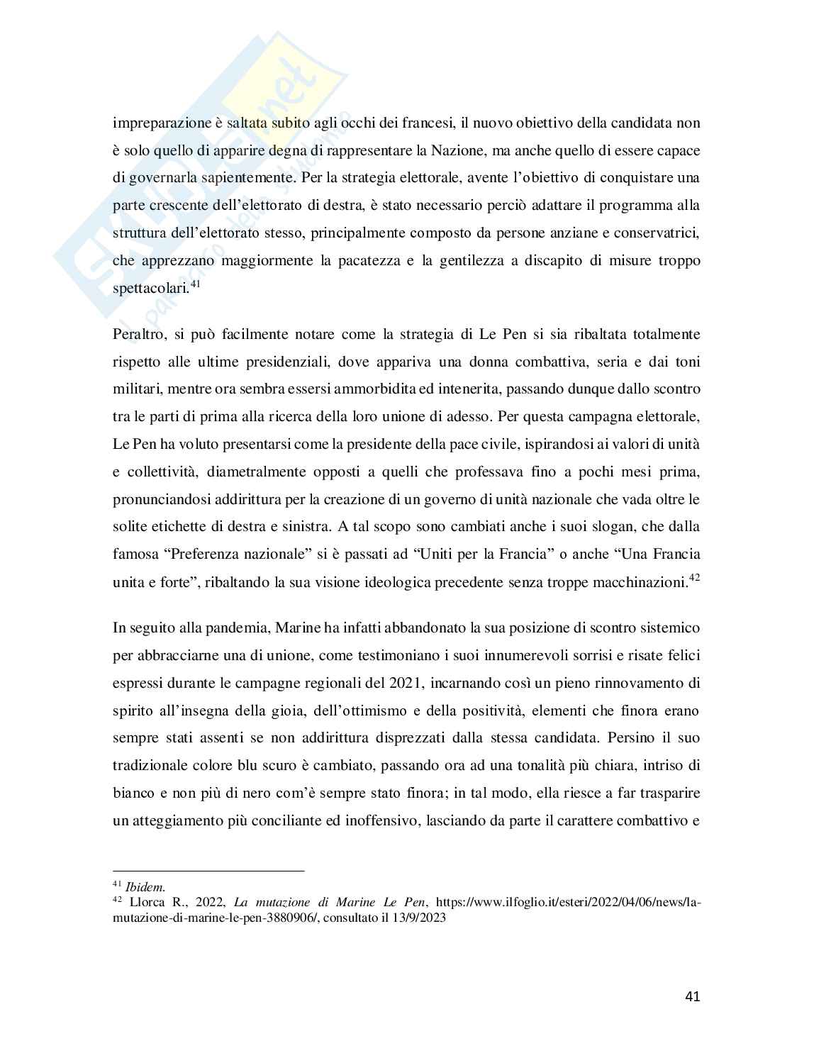 Comunicazione politica di Marine Le Pen Pag. 41