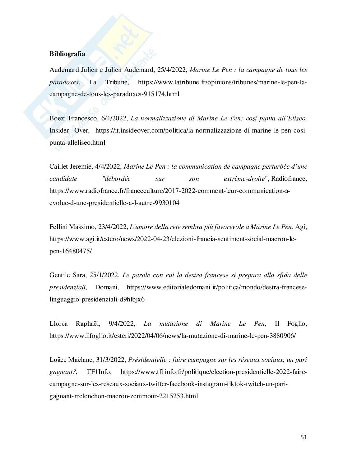 Comunicazione politica di Marine Le Pen Pag. 51