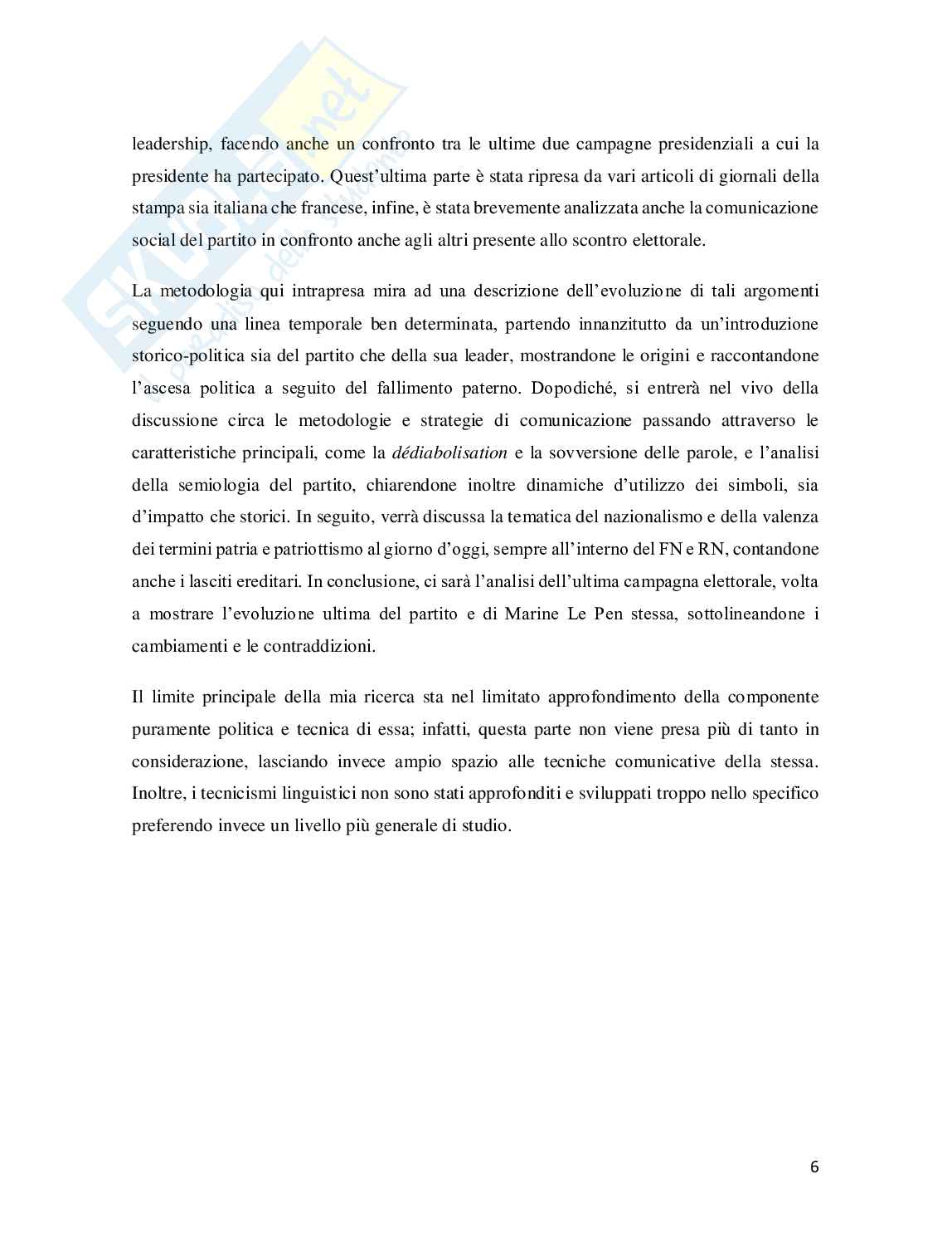 Comunicazione politica di Marine Le Pen Pag. 6