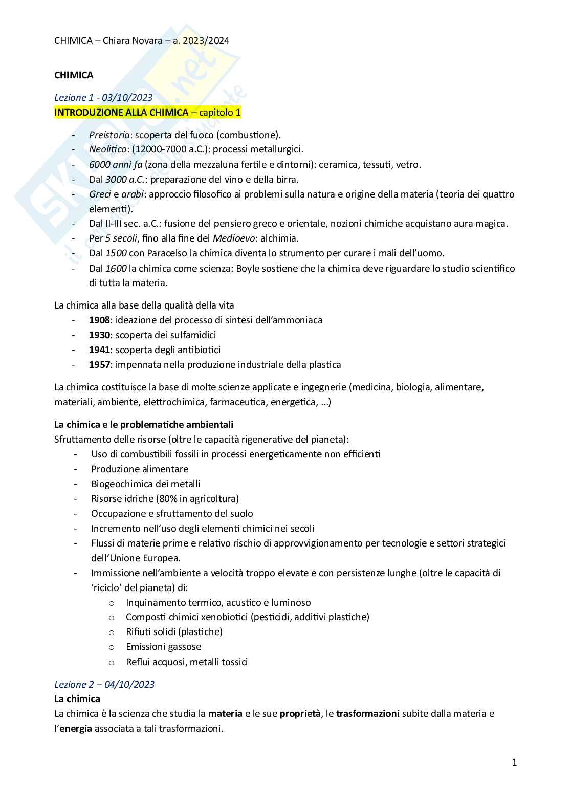 Appunti Chimica Pag. 1