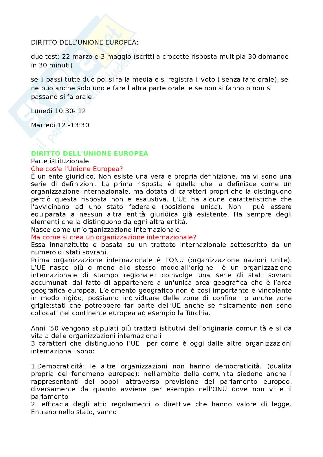 Diritto dell'Unione europea Pag. 1