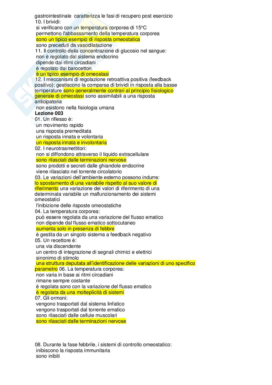 Risposte domande chiuse di Fisiologia umana aggiornate al 2023 Pag. 2