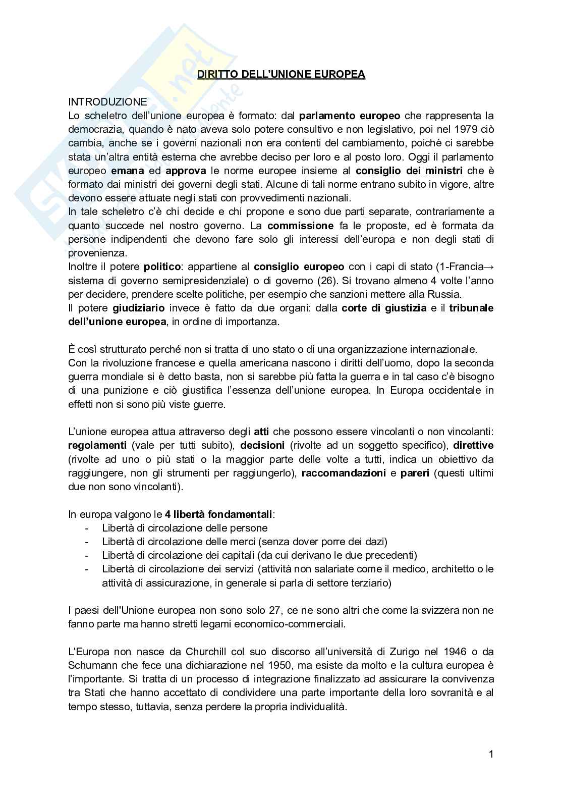 Diritto dell'Unione Europea Pag. 1