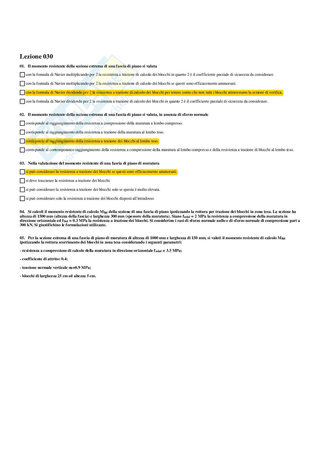 Paniere completo di Valutazione della sicurezza delle costruzioni (2025) - Risposte multiple Pag. 26