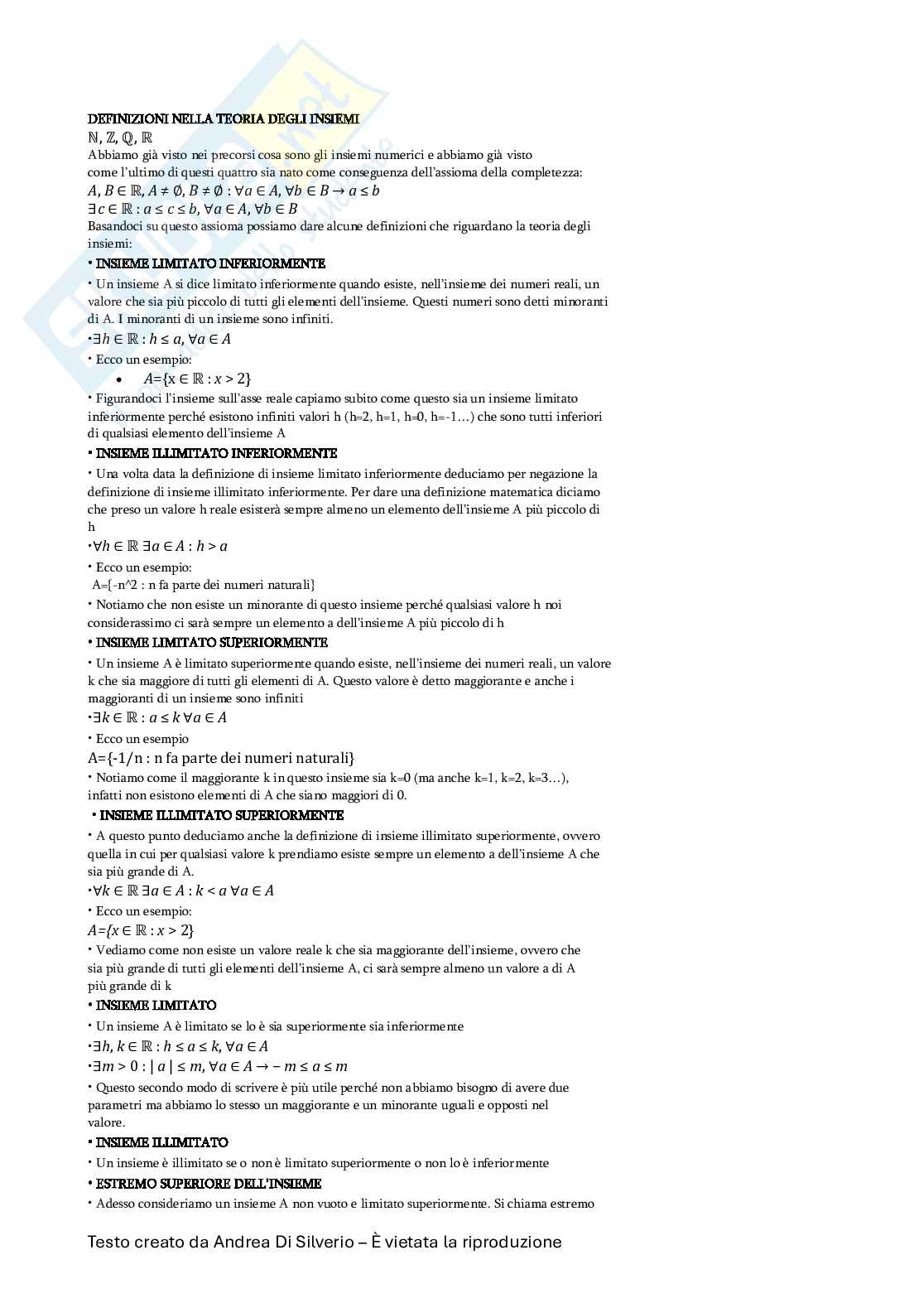Appunti di Analisi matematica I Pag. 1