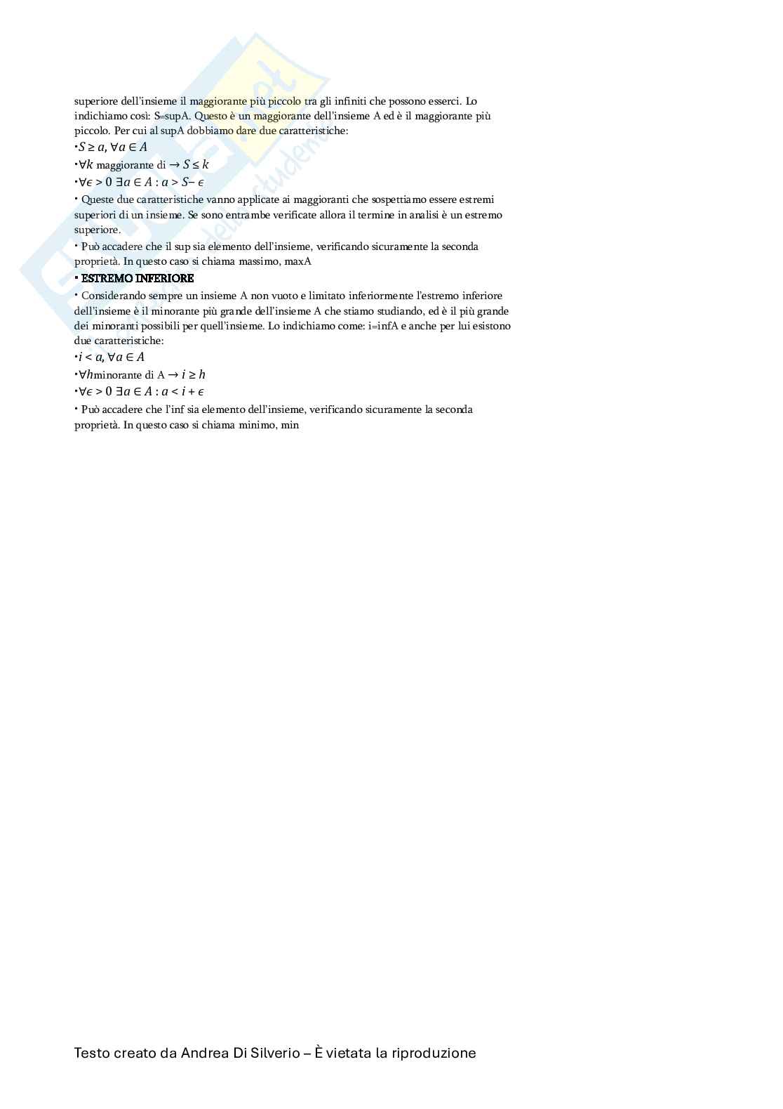Appunti di Analisi matematica I Pag. 2